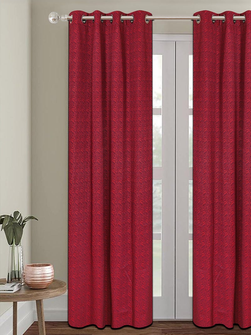 Designer Maroon Jacquard Eyelet Curtain for Living Room